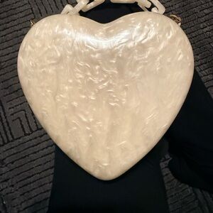 Elegant Cream Heart-Shaped Women's Bag